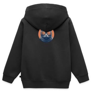 Katze Mietz Stubentiger Sonnenbrille - Kinder Premium Organic Zip Hoodie - Schwarz - Hinten - AI Model Kid Male (0cm)