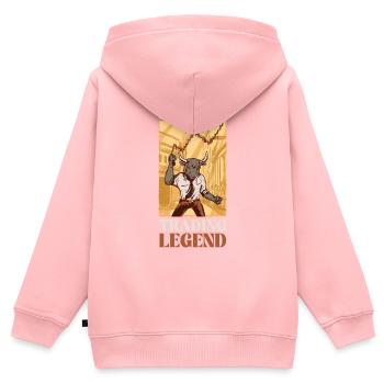 Mari papa Légende du commerce - Sweat Premium à capuche zippé enfant bio - rose - Dos - AI Model Kid Female (0cm)