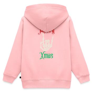 Merry Xmas | XMAS - Sweat Premium à capuche zippé enfant bio - rose - Dos - AI Model Kid Female (0cm)
