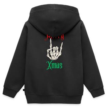 Merry Xmas | XMAS - Sweat Premium à capuche zippé enfant bio - noir - Dos - AI Model Kid Male (0cm)