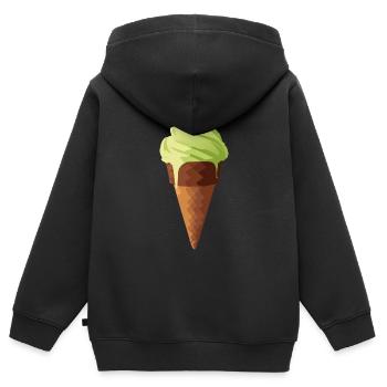De la crème glacée en vert ! 💚🍦 - Sweat Premium à capuche zippé enfant bio - noir - Dos - AI Model Kid Male (0cm)
