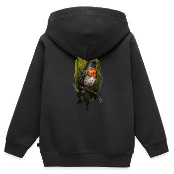 European Robin (Erithacus rubecula) - Kids Premium Organic Zip-up Hoodie - black - Back - AI Model Kid Male (0cm)