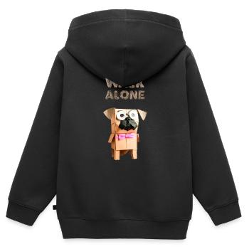 Le chien dit : Vous ne marchez jamais seul - Sweat Premium à capuche zippé enfant bio - noir - Dos - AI Model Kid Male (0cm)