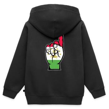 Tadschikistan Flagge Nummer 1 - Kinder Premium Organic Zip Hoodie - Schwarz - Hinten - AI Model Kid Male (0cm)