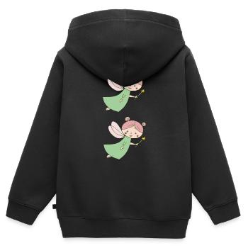 Frais doubles - Sweat Premium à capuche zippé enfant bio - noir - Dos - AI Model Kid Male (0cm)