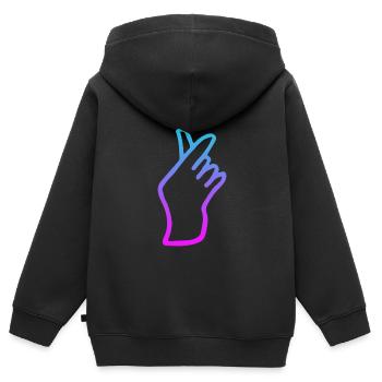 Kpop Handzeichen Herz - Kinder Premium Organic Zip Hoodie - Schwarz - Hinten - AI Model Kid Male (0cm)