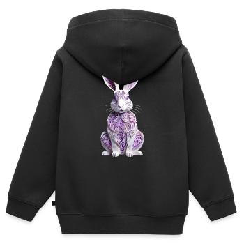 Hase - Osterhase im Scherenschnitt - Kinder Premium Organic Zip Hoodie - Schwarz - Hinten - AI Model Kid Male (0cm)