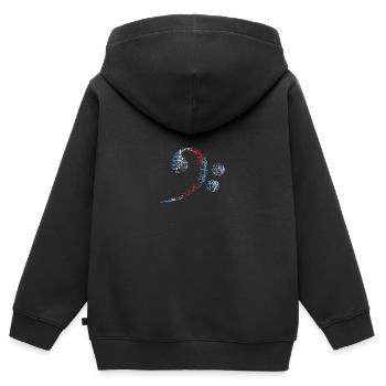 Bassschlüssel, Bass Clef vintage distressed - Kinder Premium Organic Zip Hoodie - Schwarz - Hinten - AI Model Kid Male (0cm)