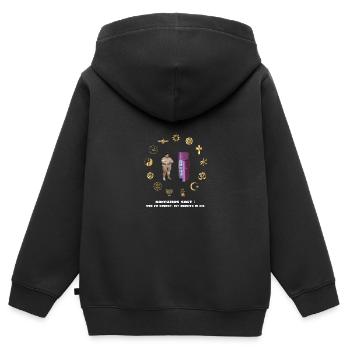 Konfuzius und der Kühlschrank - Kinder Premium Organic Zip Hoodie - Schwarz - Hinten - AI Model Kid Male (0cm)