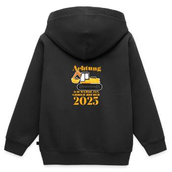 Werdender Großer Bruder 2025, 2025 Großer Bruder - Kinder Premium Organic Zip Hoodie - Schwarz - Hinten - AI Model Kid Male (0cm)