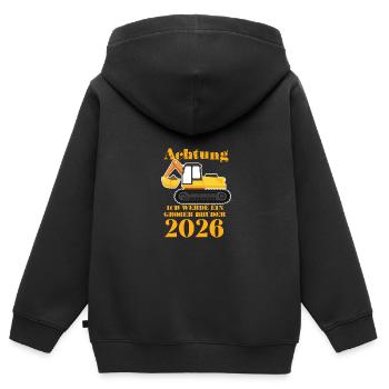 Achtung Ich Werde Ein Großer Bruder 2026 - Kinder Premium Organic Zip Hoodie - Schwarz - Hinten - AI Model Kid Male (0cm)