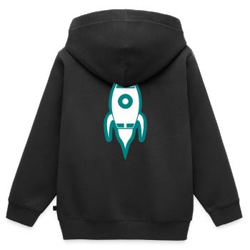 navette spatiale fusée fusée ufo lune vaisseau spatial - Sweat Premium à capuche zippé enfant bio - noir - Dos - AI Model Kid Male (0cm)
