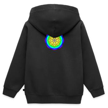 Fleur du cercle arc-en-ciel - Sweat Premium à capuche zippé enfant bio - noir - Dos - AI Model Kid Male (0cm)