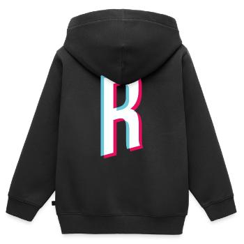 R - letter R - Kids Premium Organic Zip-up Hoodie - black - Back - AI Model Kid Male (0cm)