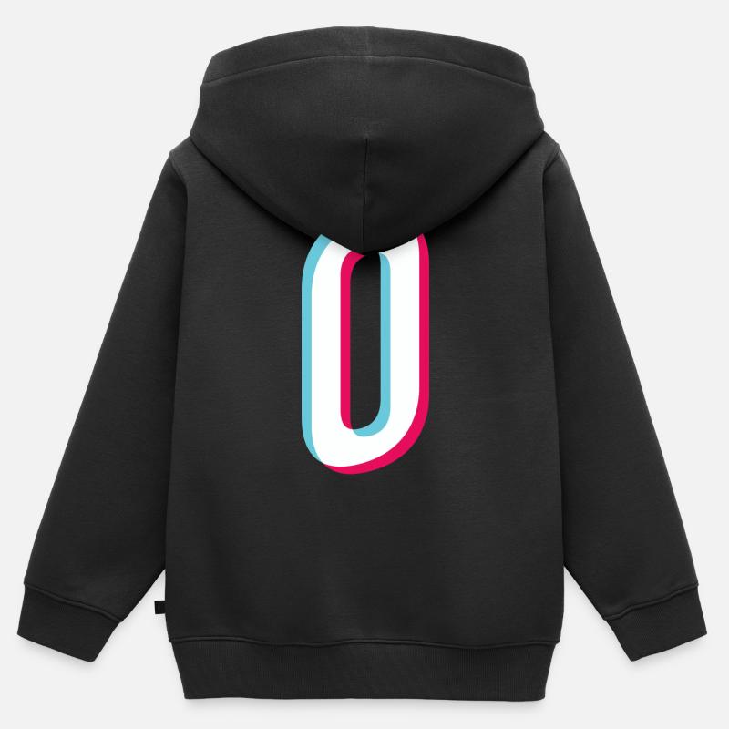 O - lettre O - Sweat Premium à capuche zippé enfant bio - noir