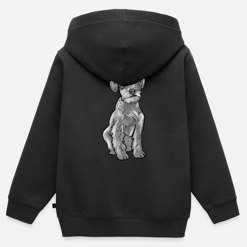 Crabot de Schnauzer - Sweat Premium à capuche zippé enfant bio - noir