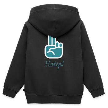 T shirt Hotep bleu - Sweat Premium à capuche zippé enfant bio - noir - Dos - AI Model Kid Male (0cm)