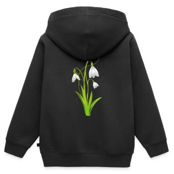 Snowdrops as beautiful spring flowers - Kids Premium Organic Zip-up Hoodie - black - Back - AI Model Kid Male (0cm)