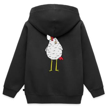 Schlaues kluges Huhn Henne Hühner Federvieh Abi - Kinder Premium Organic Zip Hoodie - Schwarz - Hinten - AI Model Kid Male (0cm)
