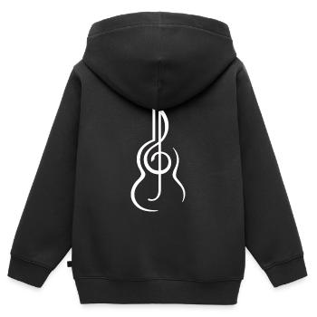 Guitare et clé de sol guitaristes classiques - Sweat Premium à capuche zippé enfant bio - noir - Dos - AI Model Kid Male (0cm)