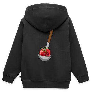Louche à soupe tomate cook - Sweat Premium à capuche zippé enfant bio - noir - Dos - AI Model Kid Male (0cm)