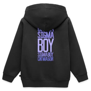 Sigma Boy - Chanson virale et tendance TikTok inspirée - Sweat Premium à capuche zippé enfant bio - noir - Dos - AI Model Kid Male (0cm)