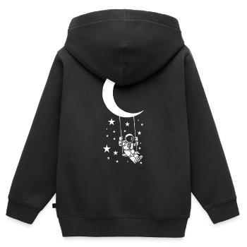 Balançoire sur la lune - Sweat Premium à capuche zippé enfant bio - noir - Dos - AI Model Kid Male (0cm)