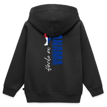 Fabriqué au Panama, né au Panama - Sweat Premium à capuche zippé enfant bio - noir - Dos - AI Model Kid Male (0cm)