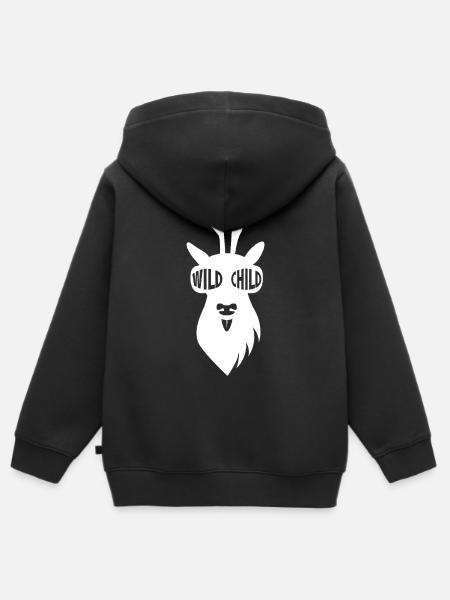 Wilder Reh-Boy mit Sonnenbrille - weiß - Kinder Premium Organic Zip Hoodie - Schwarz