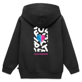 Ouvrez vos horizons - Sweat Premium à capuche zippé enfant bio - noir - Dos - AI Model Kid Male (0cm)