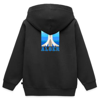 Algier - Kinder Premium Organic Zip Hoodie - Schwarz - Hinten - AI Model Kid Male (0cm)