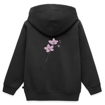 Kirschblüte - Kinder Premium Organic Zip Hoodie - Schwarz - Hinten - AI Model Kid Male (0cm)