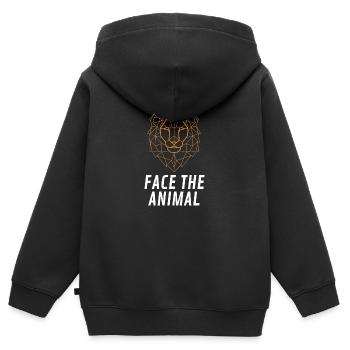Face the Animal Lion - Kinder Premium Organic Zip Hoodie - Schwarz - Hinten - AI Model Kid Male (0cm)