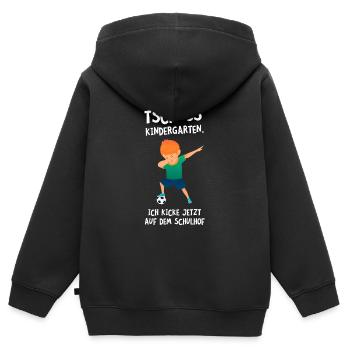 Tschüss Kindergarten - Fußball Kicken - Kinder Premium Organic Zip Hoodie - Schwarz - Hinten - AI Model Kid Male (0cm)