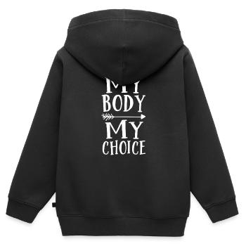 Mein Körper Meine Entscheidung - Kinder Premium Organic Zip Hoodie - Schwarz - Hinten - AI Model Kid Male (0cm)
