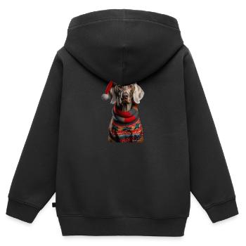 Weimaraner Weihnachten - Kinder Premium Organic Zip Hoodie - Schwarz - Hinten - AI Model Kid Male (0cm)