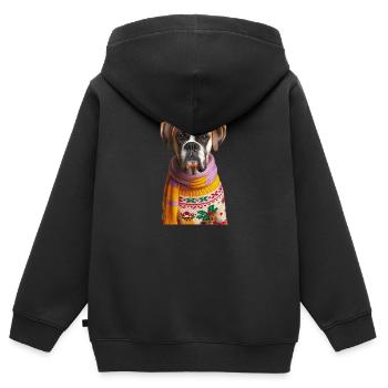 Deutscher Boxer Weihnachten - Kinder Premium Organic Zip Hoodie - Schwarz - Hinten - AI Model Kid Male (0cm)