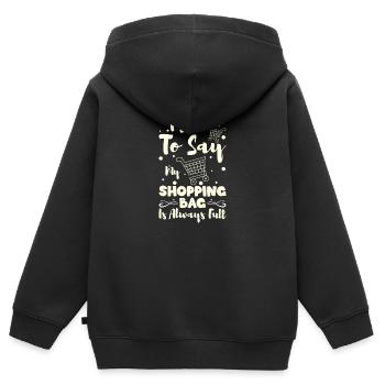 Shopping Shopaholik - Kinder Premium Organic Zip Hoodie - Schwarz - Hinten - AI Model Kid Male (0cm)