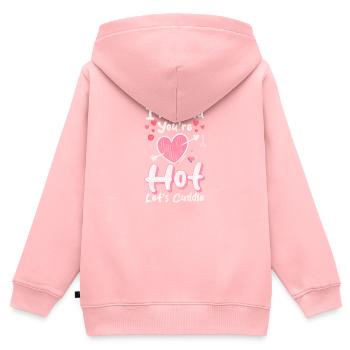 Relation Affection Romantique - Sweat Premium à capuche zippé enfant bio - rose - Dos - AI Model Kid Female (0cm)