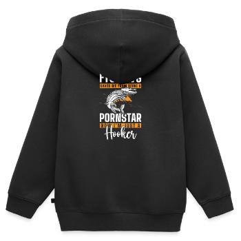 Angler Angelrute Meer Köder - Kinder Premium Organic Zip Hoodie - Schwarz - Hinten - AI Model Kid Male (0cm)