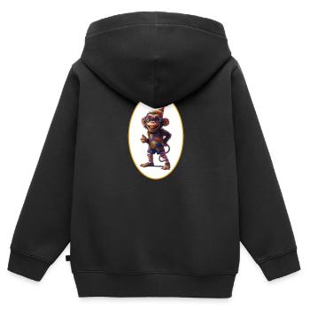 Schimpanse lacht - Kinder Premium Organic Zip Hoodie - Schwarz - Hinten - AI Model Kid Male (0cm)