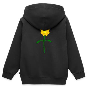Blume gelb Butterblume - Kinder Premium Organic Zip Hoodie - Schwarz - Hinten - AI Model Kid Male (0cm)