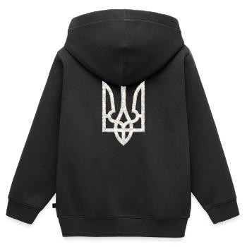 Ukraine Wappen Gerfalke Trident Dreizack Marmor - Kinder Premium Organic Zip Hoodie - Schwarz - Hinten - AI Model Kid Male (0cm)