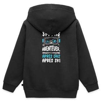 Ski das Abenteuer, Apres das Apr... - Kinder Premium Organic Zip Hoodie - Schwarz - Hinten - AI Model Kid Male (0cm)