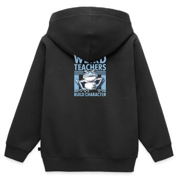 Weird Teachers Build Character Appreciation - Kinder Premium Organic Zip Hoodie - Schwarz - Hinten - AI Model Kid Male (0cm)