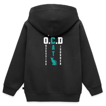 Chats Chat Chat Chat Chat Maman Mignon - Sweat Premium à capuche zippé enfant bio - noir - Dos - AI Model Kid Male (0cm)