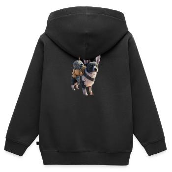 Süßer Hund mit Kuscheltier - Kinder Premium Organic Zip Hoodie - Schwarz - Hinten - AI Model Kid Male (0cm)