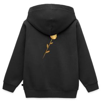 Goldene Rose Blume - Kinder Premium Organic Zip Hoodie - Schwarz - Hinten - AI Model Kid Male (0cm)