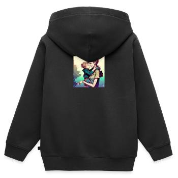 Maman et garçon - Sweat Premium à capuche zippé enfant bio - noir - Dos - AI Model Kid Male (0cm)
