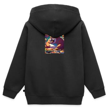 Essen macht Glücklich - Kinder Premium Organic Zip Hoodie - Schwarz - Hinten - AI Model Kid Male (0cm)